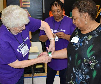 volunteers with patient