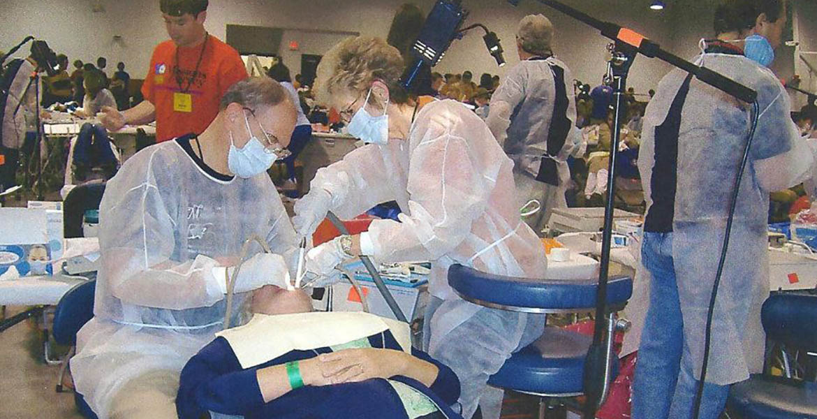 volunteers providing dental care